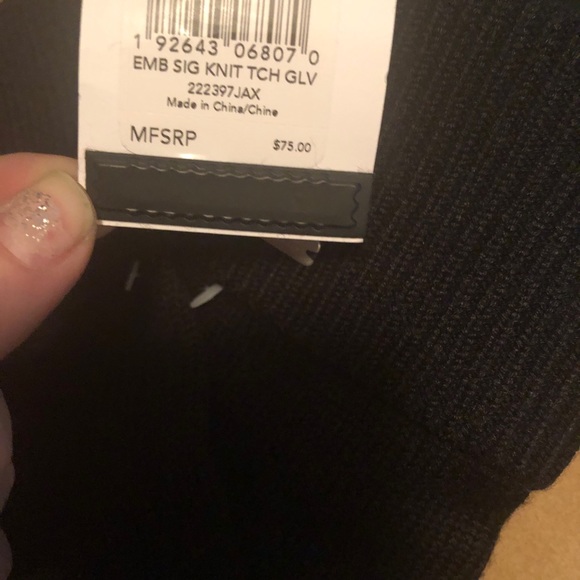 COACH | Black Signature Embossed Knit Tech Gloves - Picture 4 of 4